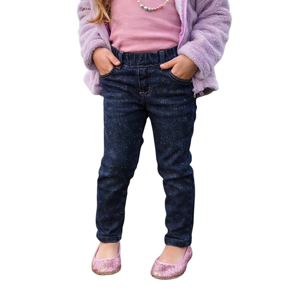 babyGap Rainbow Sparkle Skinny Jeans Toddler 4Y Glitter Dark Wash Stretch